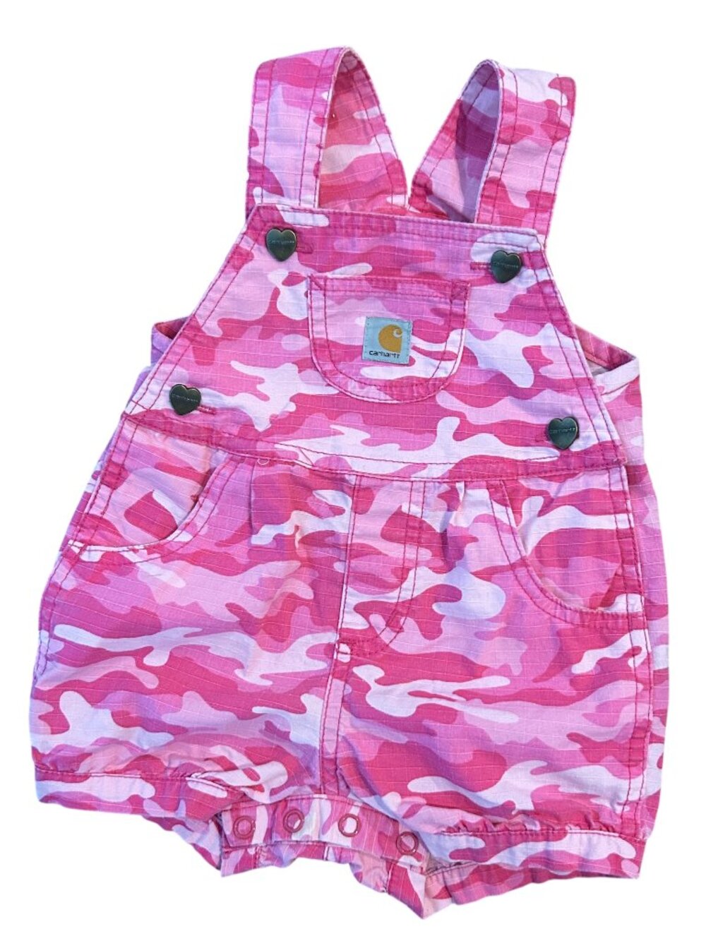 Carhartt Baby Girl Pink Camouflage Shortalls Overalls Size 9 months Pink Camo